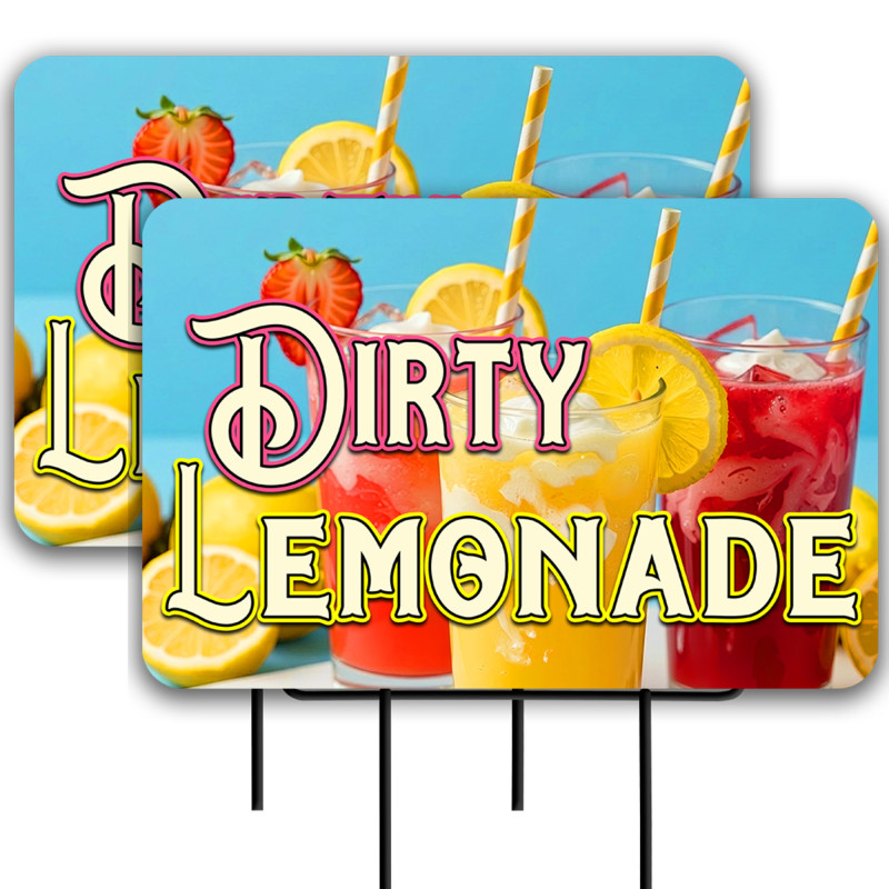Dirty Lemonade 2 Pack Double-Sided Yard Signs 16" x 24" with Metal Stakes (Made in Texas)