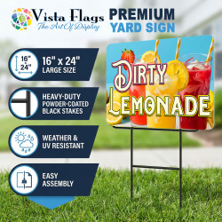 Dirty Lemonade 2 Pack Double-Sided Yard Signs 16" x 24" with Metal Stakes (Made in Texas)