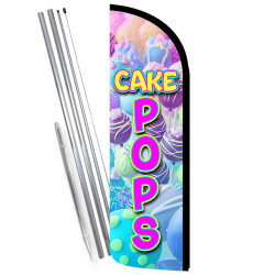 Cake Pops Premium Windless Feather Flag Bundle (Complete Kit) OR Optional Replacement Flag Only