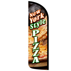 New York Pizza Premium Windless Feather Flag Bundle (Complete Kit) OR Optional Replacement Flag Only