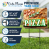 New York Pizza 2 Pack Double-Sided Yard Signs 16" x 24" with Metal Stakes (Made in Texas)
