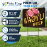 Wagyu Beef 2 Pack Double-Sided Yard Signs 16" x 24" with Metal Stakes (Made in Texas)