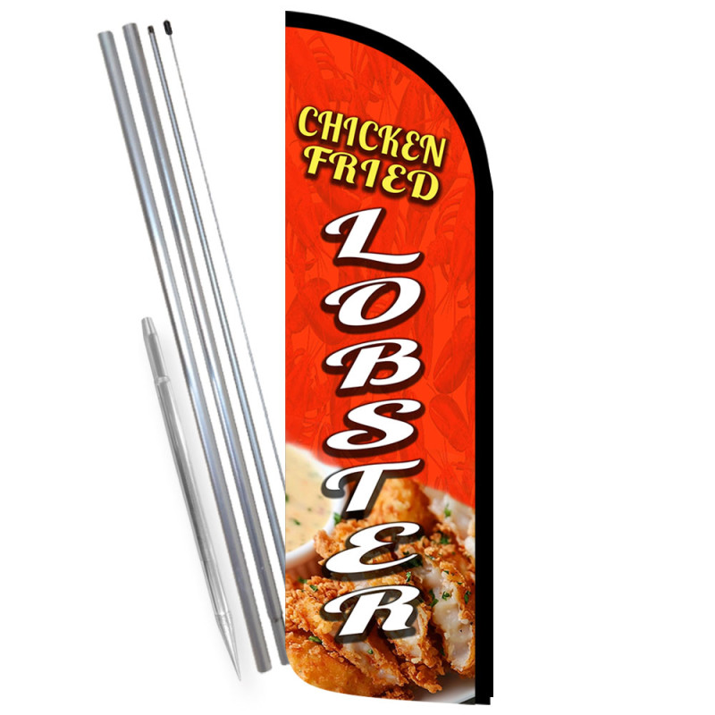 Chicken Fried Lobster Premium Windless Feather Flag Bundle (Complete Kit) OR Optional Replacement Flag Only