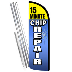 15-Minute Chip Repair Premium Windless Feather Flag Bundle (Complete Kit) OR Optional Replacement Flag Only
