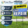 15-Minute Chip Repair 2 Pack Double-Sided Yard Signs 16" x 24" with Metal Stakes (Made in Texas)