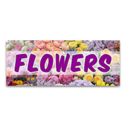 Flowers (Peach & Pink) Vinyl Banner with Optional Sizes (Made in the USA)