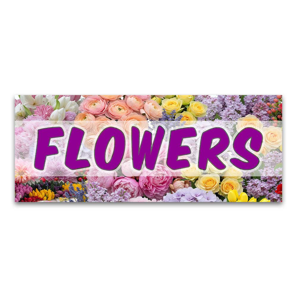 Flowers (Peach & Pink) Vinyl Banner with Optional Sizes (Made in the USA)