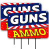Guns Ammo 2 Pack Double-Sided Yard Signs 16" x 24" with Metal Stakes (Made in Texas)