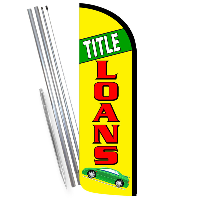 TITLE LOANS Windless Feather Flag Bundle (Complete Kit) OR Optional Replacement Flag Only