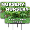 Nursery Seedlings and Trees 2 Pack Double-Sided Yard Signs 16" x 24" with Metal Stakes (Made in Texas)