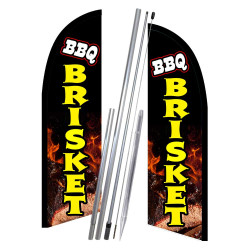 BBQ Brisket 10' 2 Sided Feather Flag Bundle (Complete Kit) OR Optional Replacement Flag Only