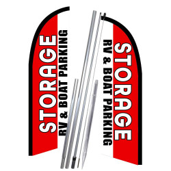 RV & Boat Storage 10' 2 Sided Feather Flag Bundle (Complete Kit) OR Optional Replacement Flag Only