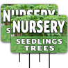 Nursery Seedlings and Trees 2 Pack Double-Sided Yard Signs 16" x 24" with Metal Stakes (Made in Texas)