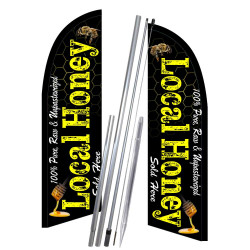 Local Honey (black/yellow) 10' 2 Sided Feather Flag Bundle (Complete Kit) OR Optional Replacement Flag Only