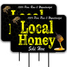 Local Honey (black/yellow) 2 Pack Double-Sided Yard Signs 16" x 24" with Metal Stakes (Made in Texas)