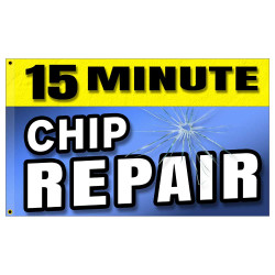 15 Minute Chip Repair Premium 3x5 Flag OR Optional Flag with Mounting Kit