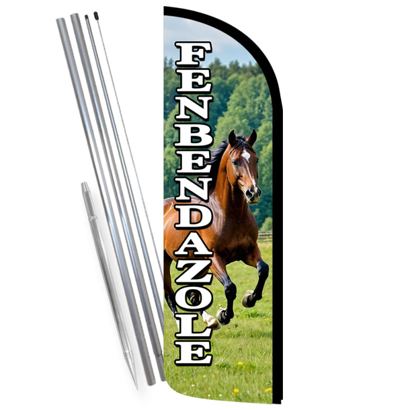 Fenbendazole Premium Windless Feather Flag Bundle (Complete Kit) OR Optional Replacement Flag Only