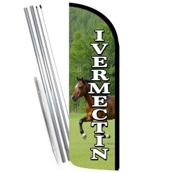 Ivermectin Premium Windless Feather Flag Bundle (Complete Kit) OR Optional Replacement Flag Only