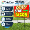Street Tacos (red) 2 Pack Double-Sided Yard Signs 16" x 24" with Metal Stakes (Made in Texas)