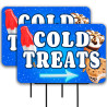 Cold Treats 2 Pack Double-Sided Yard Signs 16" x 24" with Metal Stakes (Made in Texas)