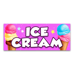 ICE CREAM (pink) Vinyl Banner with Optional Sizes (Made in the USA)