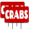 Crabs (red) 2 Pack Double-Sided Yard Signs 16" x 24" with Metal Stakes (Made in Texas)
