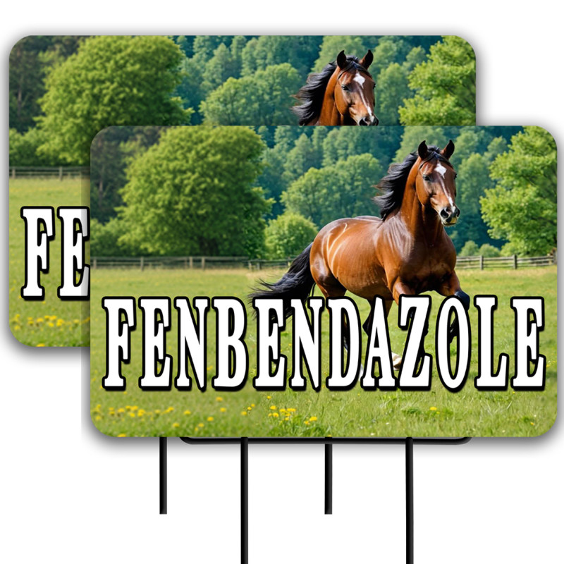 Fenbendazole 2 Pack Double-Sided Yard Signs 16" x 24" with Metal Stakes (Made in Texas)