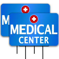 Medical Center 2 Pack Double-Sided Yard Signs 16" x 24" with Metal Stakes (Made in Texas)