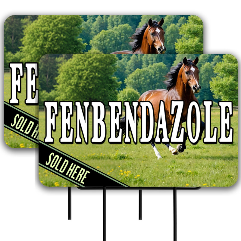Fenbendazole 2 Pack Double-Sided Yard Signs 16" x 24" with Metal Stakes (Made in Texas)