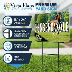 Fenbendazole 2 Pack Double-Sided Yard Signs 16" x 24" with Metal Stakes (Made in Texas)