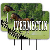 Ivermectin 2 Pack Double-Sided Yard Signs 16" x 24" with Metal Stakes (Made in Texas)