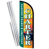 Charter Boat Premium Windless Feather Flag Bundle (Complete Kit) OR Optional Replacement Flag Only