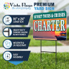 Charter Boat 2 Pack Double-Sided Yard Signs 16" x 24" with Metal Stakes (Made in Texas)