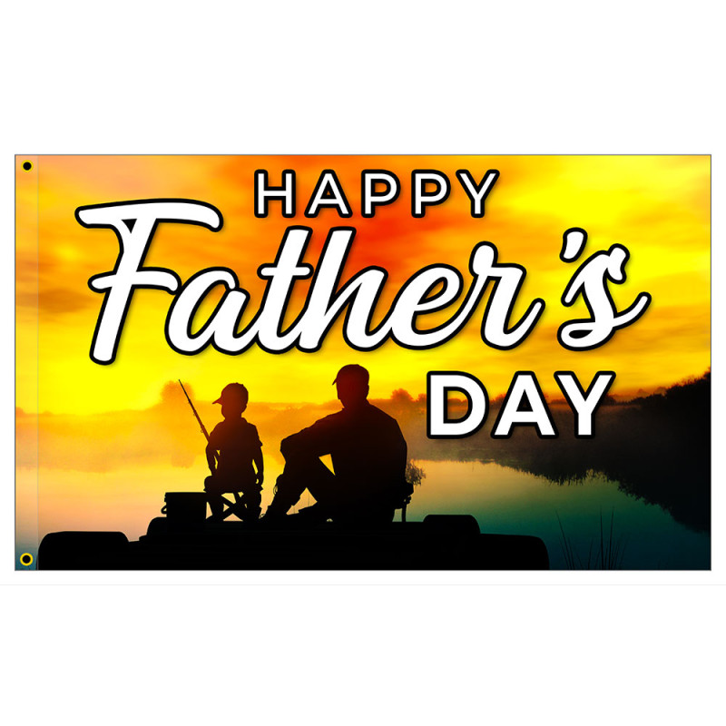 Happy Father's Day - Fishing Premium 3x5 Flag OR Optional Flag with Mounting Kit