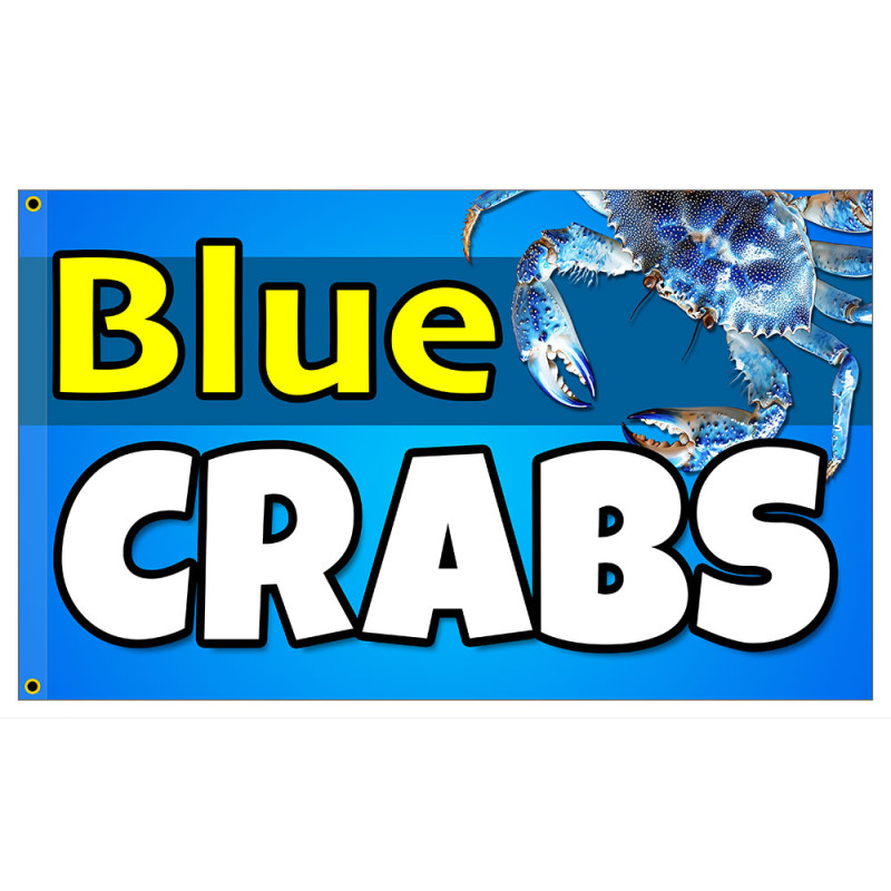 Blue Crabs - Seafood Premium 3x5 Flag OR Optional Flag with Mounting Kit