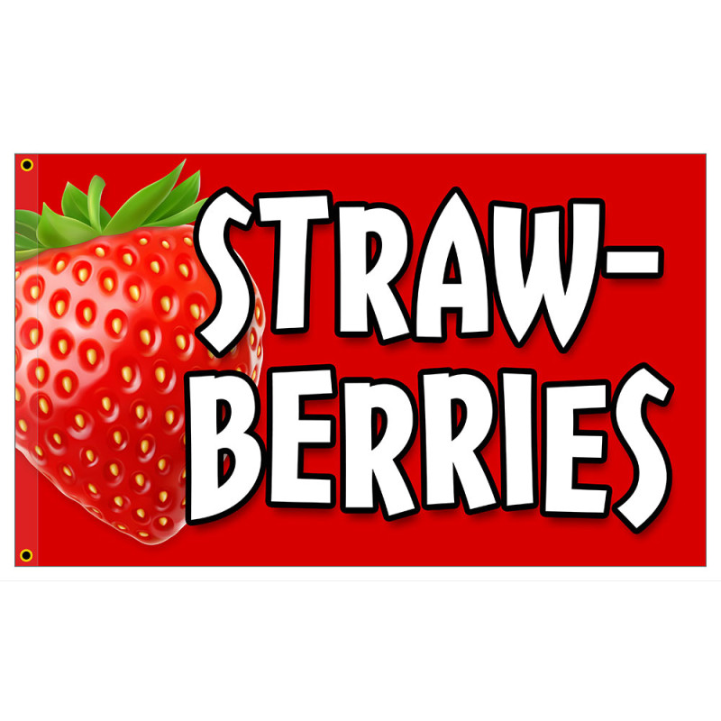 Strawberries - Fruit Produce Premium 3x5 Foot Flag OR Optional Flag with Mounting Kit