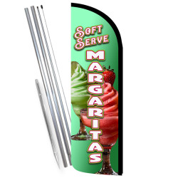 Soft Serve Margaritas Premium Windless Feather Flag Bundle (Complete Kit) OR Optional Replacement Flag Only