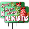 Soft Serve Margaritas 2 Pack Double-Sided Yard Signs 16" x 24" with Metal Stakes (Made in Texas)