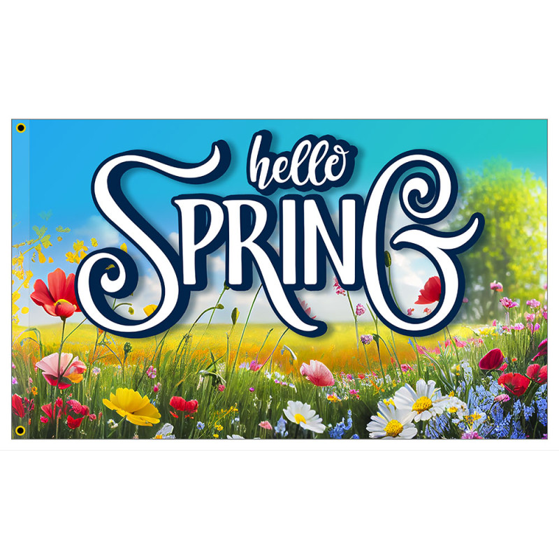 Hello Spring Premium 3x5 foot Flag OR Optional Flag with Mounting Kit