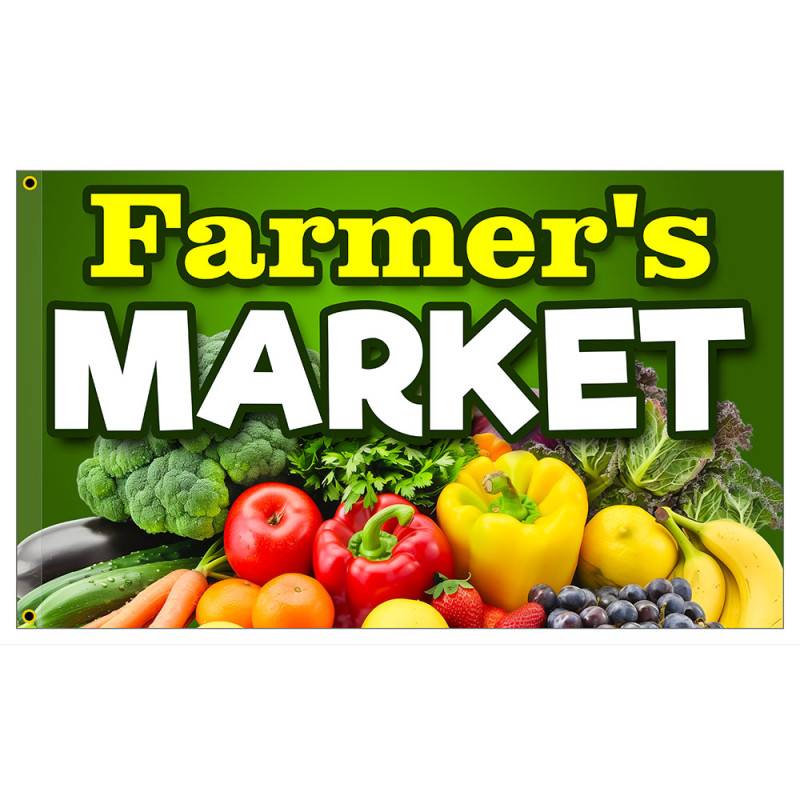 Farmer's Market Premium 3x5 foot Flag OR Optional Flag with Mounting Kit