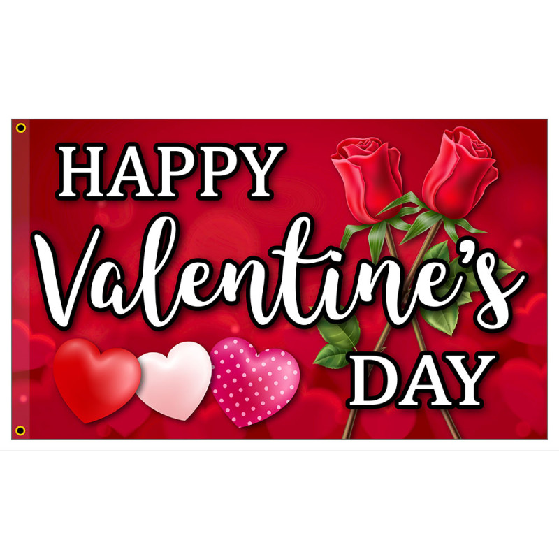 Happy Valentine's Day Premium 3x5 foot Flag OR Optional Flag with Mounting Kit
