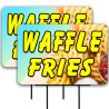 Waffle Fries 2 Pack Double-Sided Yard Signs 16" x 24" with Metal Stakes (Made in Texas)