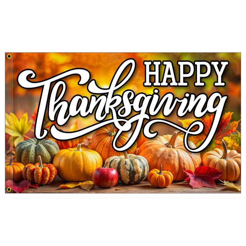 Happy Thanksgiving Premium 3x5 Foot Flag OR Optional Flag with Mounting Kit