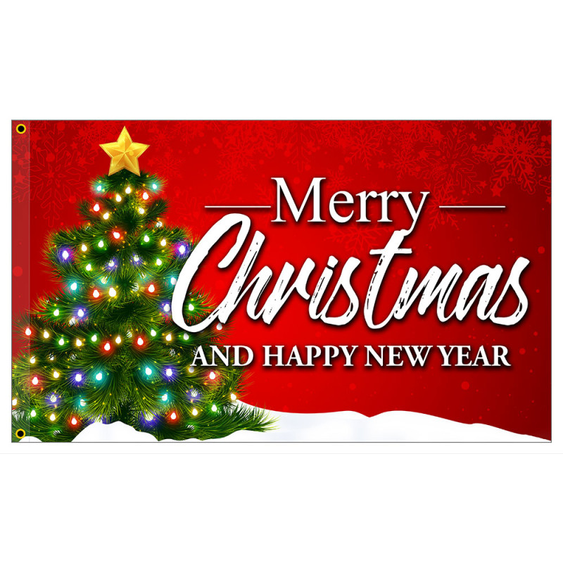 Merry Christmas - Happy New Year Premium 3x5 foot Flag OR Optional Flag with Mounting Kit