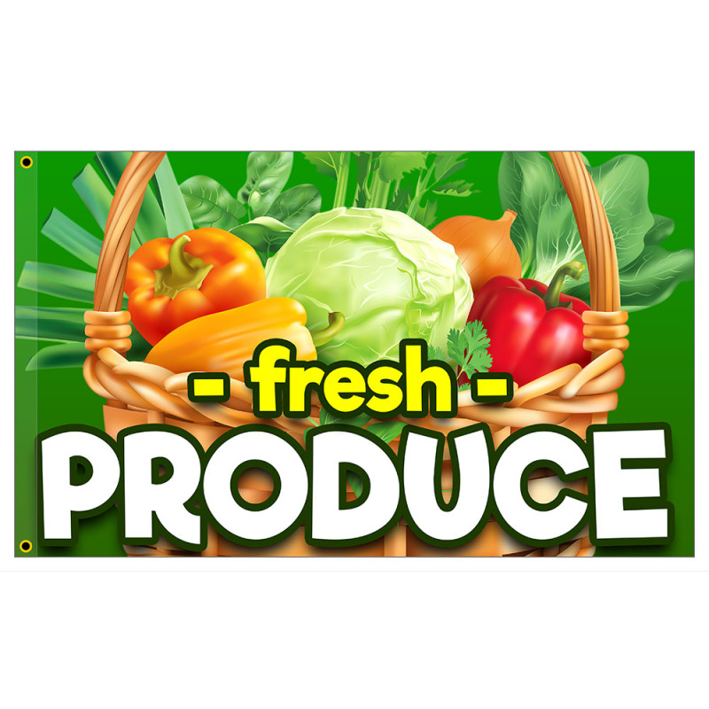 Fresh Produce Premium 3x5 foot Flag OR Optional Flag with Mounting Kit
