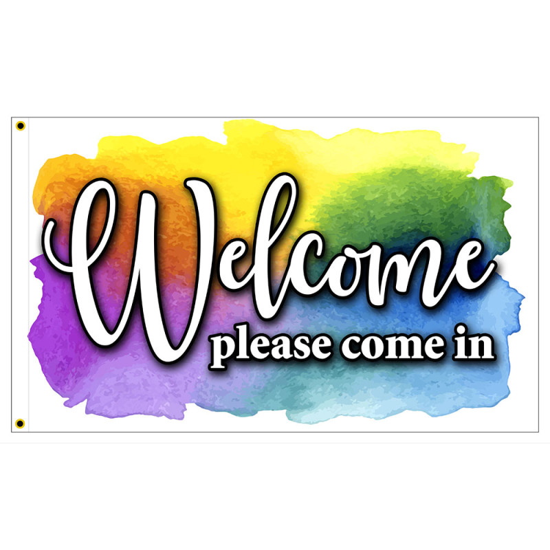 Welcome - Multicolor Premium 3x5 foot Flag OR Optional Flag with Mounting Kit