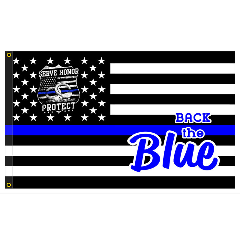 Back The Blue Premium 3x5 foot Flag OR Optional Flag with Mounting Kit