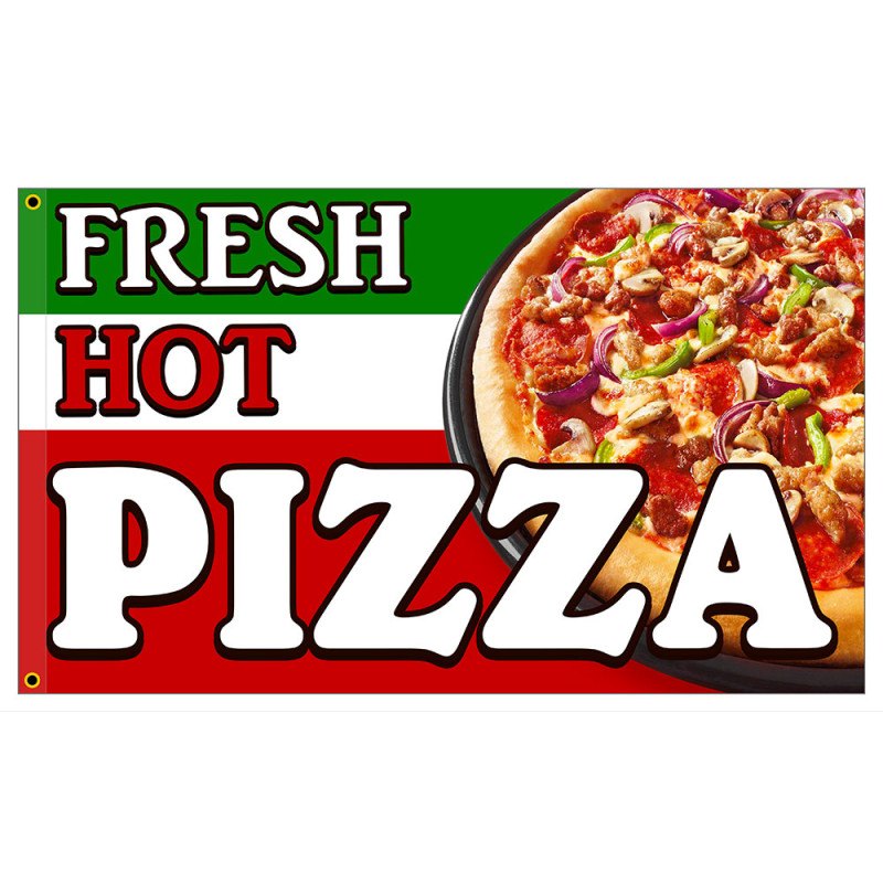Fresh Hot Pizza Premium 3x5 foot Flag OR Optional Flag with Mounting Kit