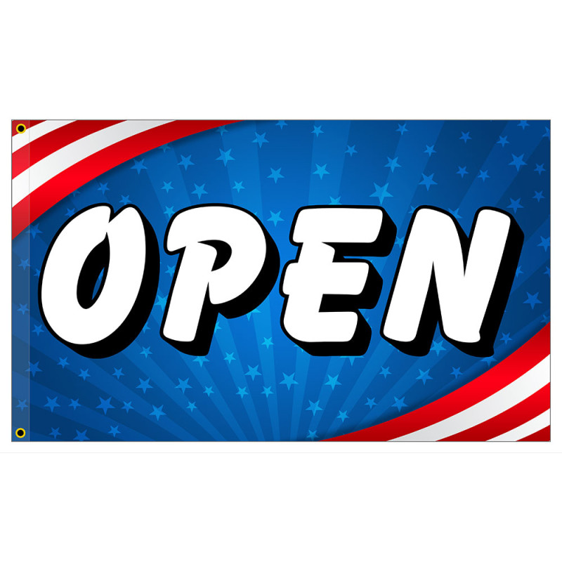 OPEN (Patriotic) Premium 3x5 foot Flag OR Optional Flag with Mounting Kit