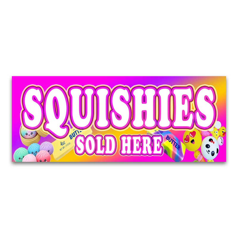 Quishies Sold Here Vinyl Banner with Optional Sizes (Made in the USA)